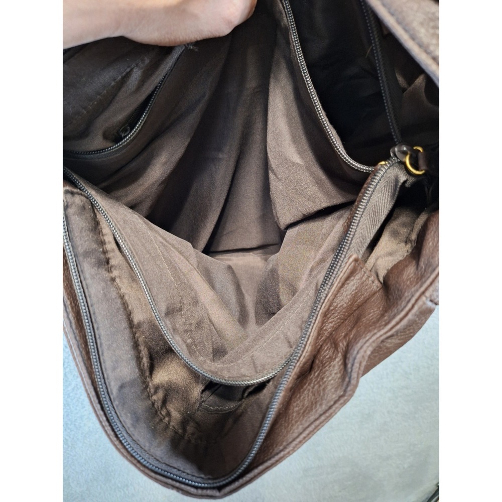 Avon Mark Handbag Brown Faux Leather Braided Trim Slouchy Shoulder Bag Casual - Picture 9 of 12